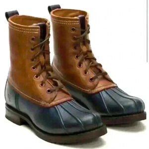 Frye Veronica Leather Shearling duck boots Size 9 Brown/Black lace up